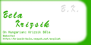 bela krizsik business card